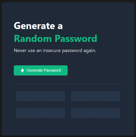 Solo Project Password Generator preview